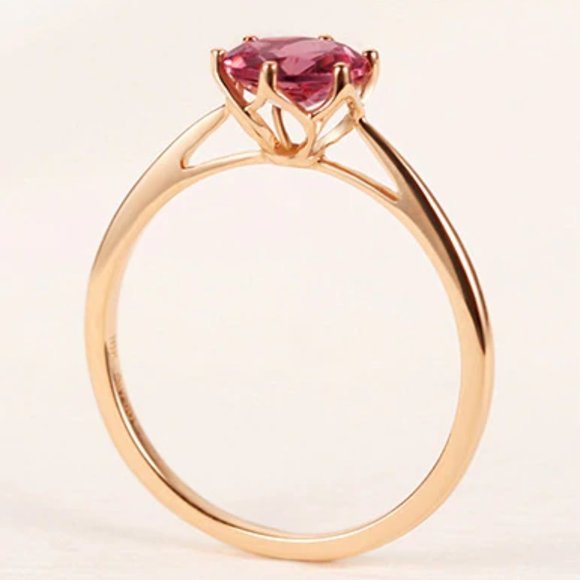 NEW - Rose Gold Ring with Zirconia Solitaire Ring - Picture 4 of 12